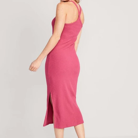Pink Halter Midi Dress with Slit Size Small - Picture 2 of 6